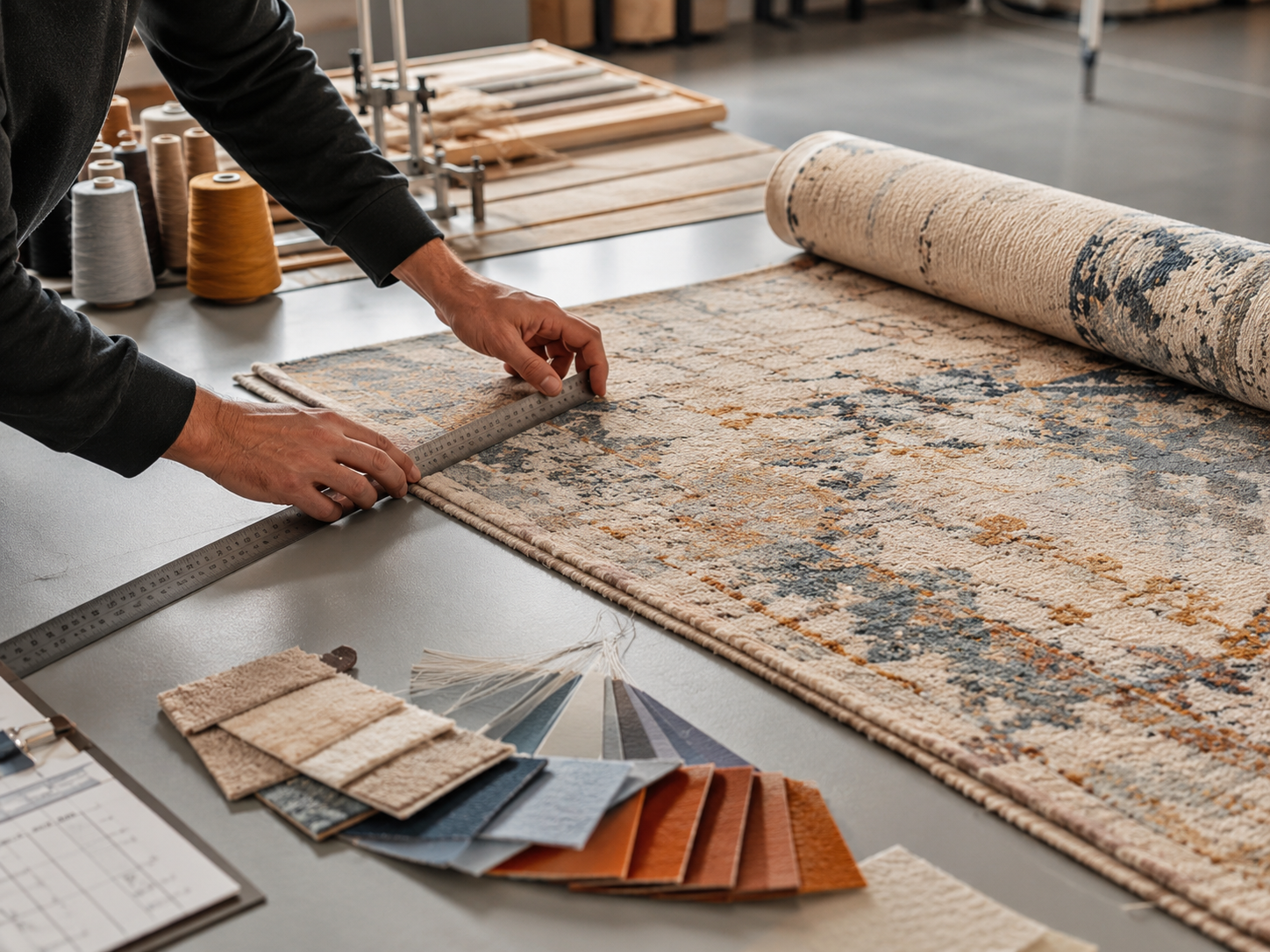 Rug production and sample review