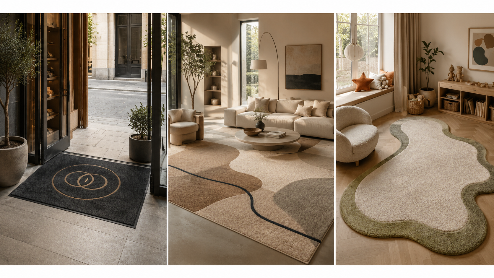 Custom mats and rugs across business and home scenes